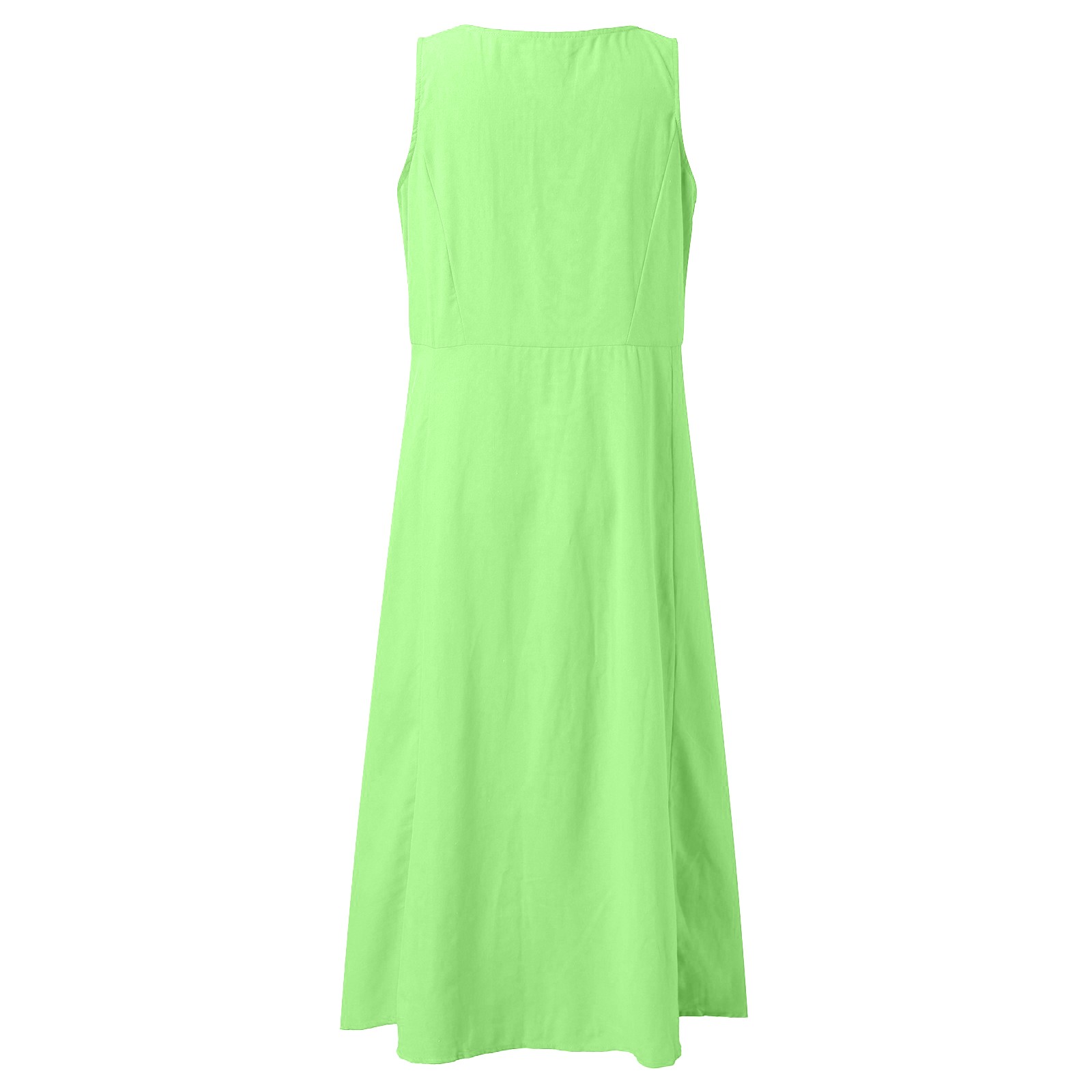thumbnail image 3 of Vestido largo liso con cuello redondo y bolsillos para mujer: corte holgado informal, transpirable, adecuado para la playa, fiestas y el día a día, tallas S-XXL., 3 of 7